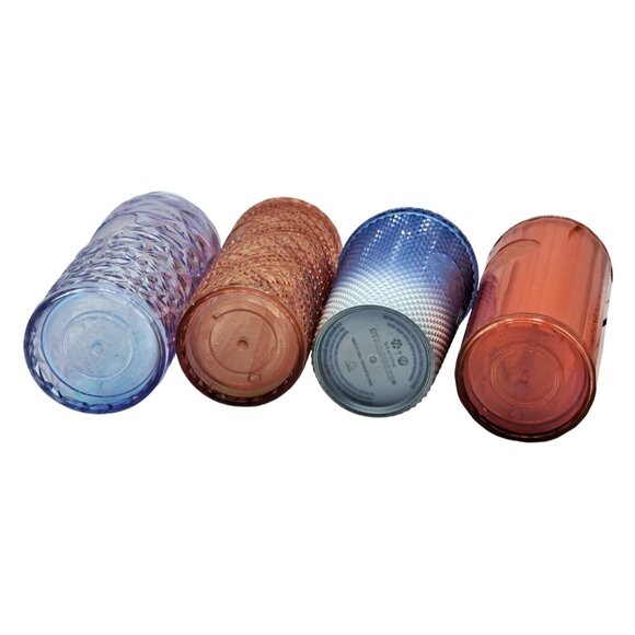 Starbucks Reusable Tumblers Cold Cups Lot Of 4 With Straws Iridescent Textures 2 - Picture 8 of 9
